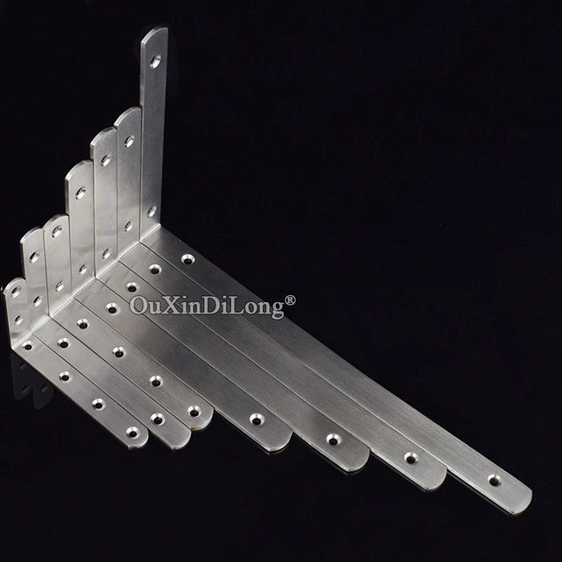 Express Shipping 100PCS Stainless Steel Right Angle Corner Braces L Shape Board Frame Shelf Support Bracket Connectors w Screws