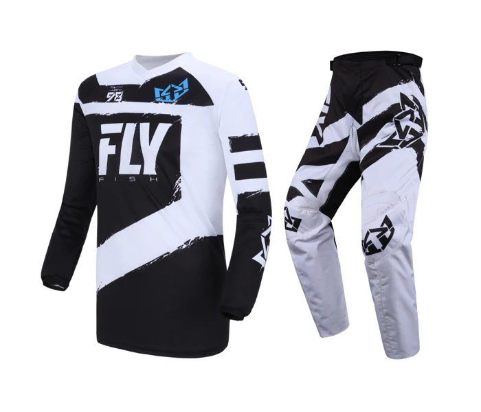 New Fly Fish Black Motocross F-16  Jersey & Pant Combo Sizes MX/ATV/BMX/MTB Riding Gear Adult Racing Set