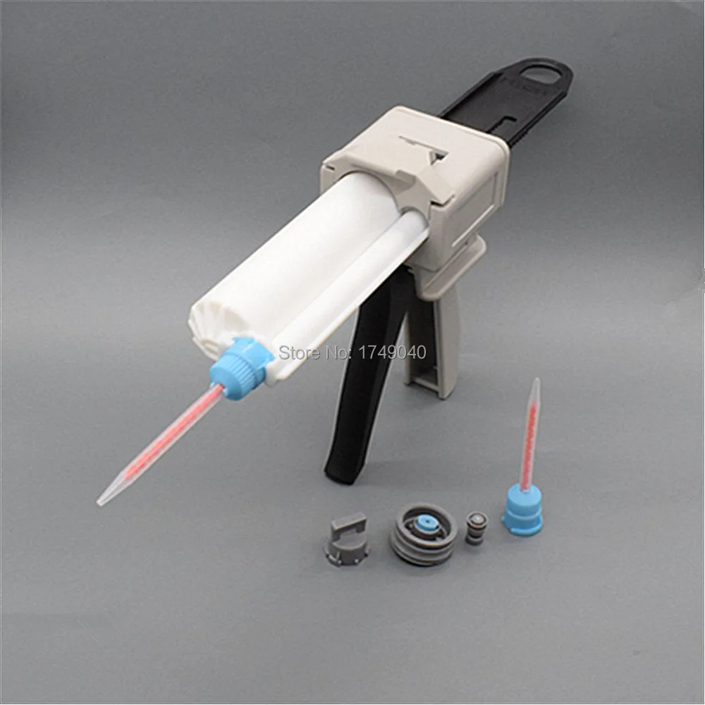 50ml AB colla epossidica pistola applicatore colla 10:1 Dispenser bicomponente con 50ml 10:1 cartuccia vuota a doppia canna e ugello di miscelazione