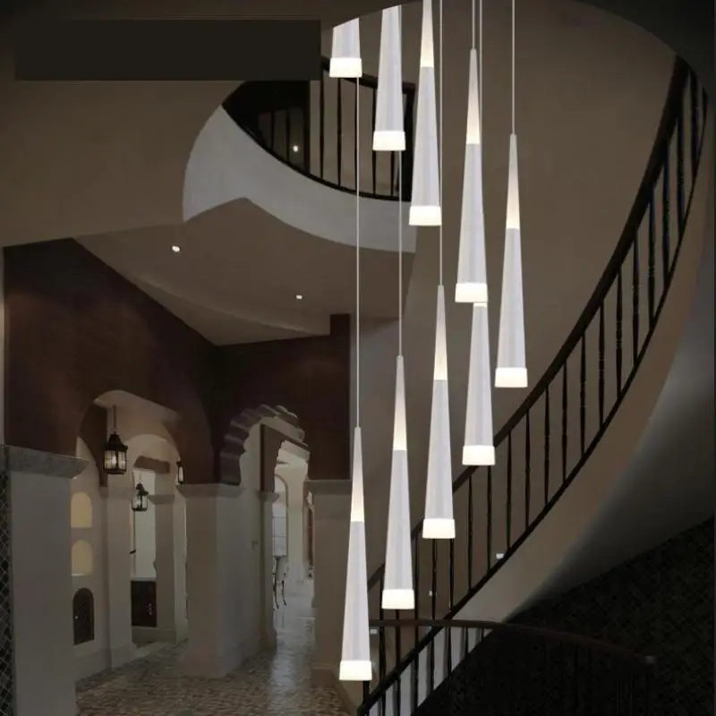 

Pendant led Chandelier for stair room stairway 1.5-4M Led suspension luminaria for dining room Hotel fixtures long Stair lamps