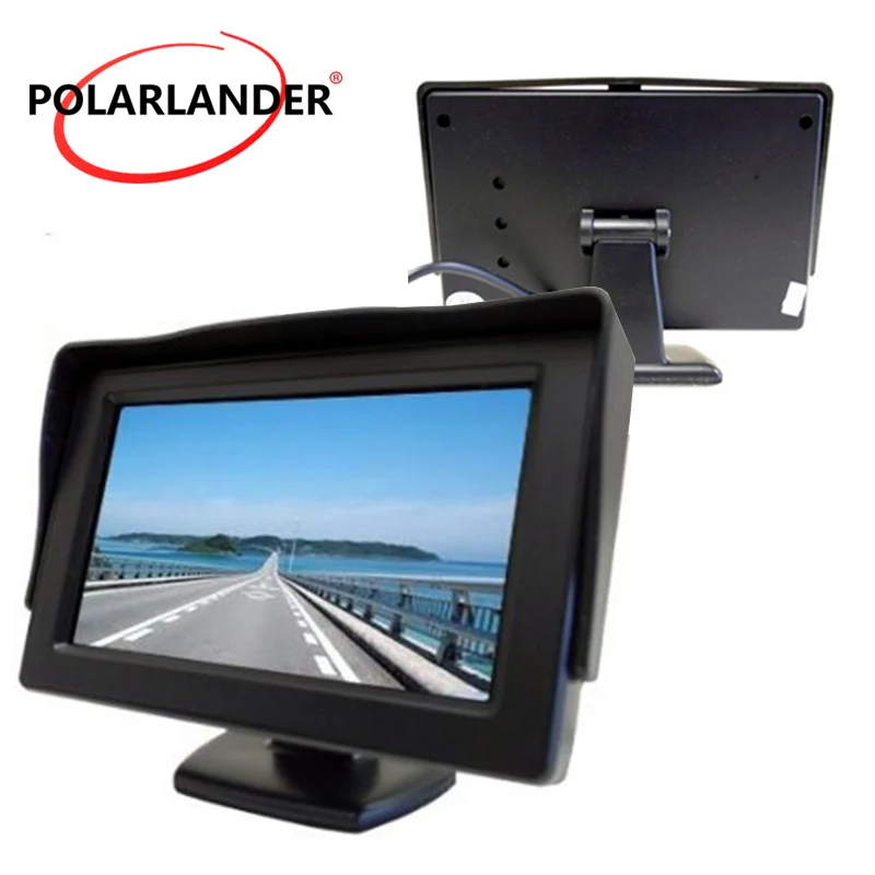 New 4.3 Inch color TFT Car Monitor 2 Video Input Car Monitor display Backup rear camera reverse priority