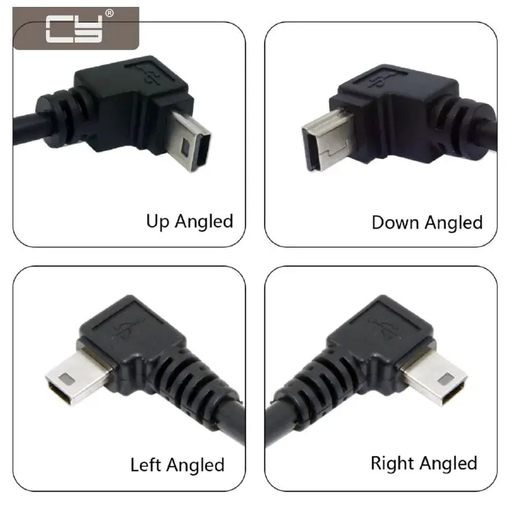 

Mini USB B Type 5pin Male to USB 2.0 Male Data Cable with Ferrite 0.5m 1.8m 3.0m 5.0m Left Angled Right angled 90 Degree