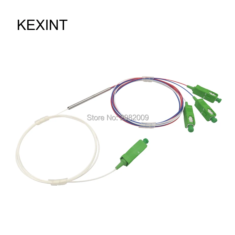 Manufacturer fiber optic FBT coupler 1*3 SM 0.9 mini tube 1310/1550 with connector SC/APC / 5pieces