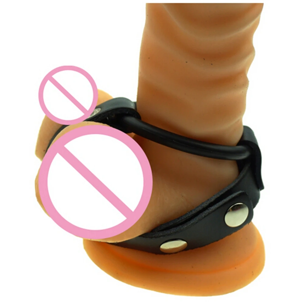 OLO Leather Cake Penis Ring Bondage Set Kit Male Chastity Belt Device Silicone Cock Ring Sleeve Reusable Sex Toys for Men