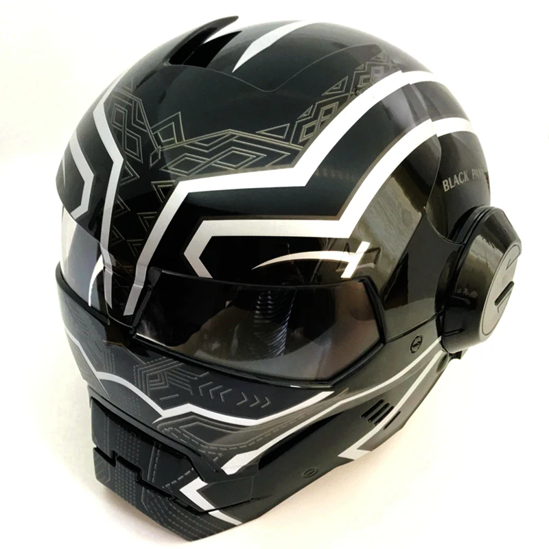 2019 Bright Black panther MASEI 610  Iron Men helmet motorcycle half helmet open face helmet motocross S M L XL