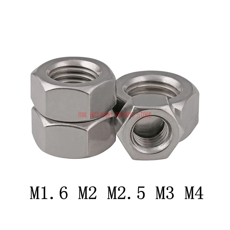 2023 Top Fashion Limited Stainless Steel Rod 100pcs Din934 M1.6 M2 M2.5 M3 M4 Stainless Steel Hex Nut