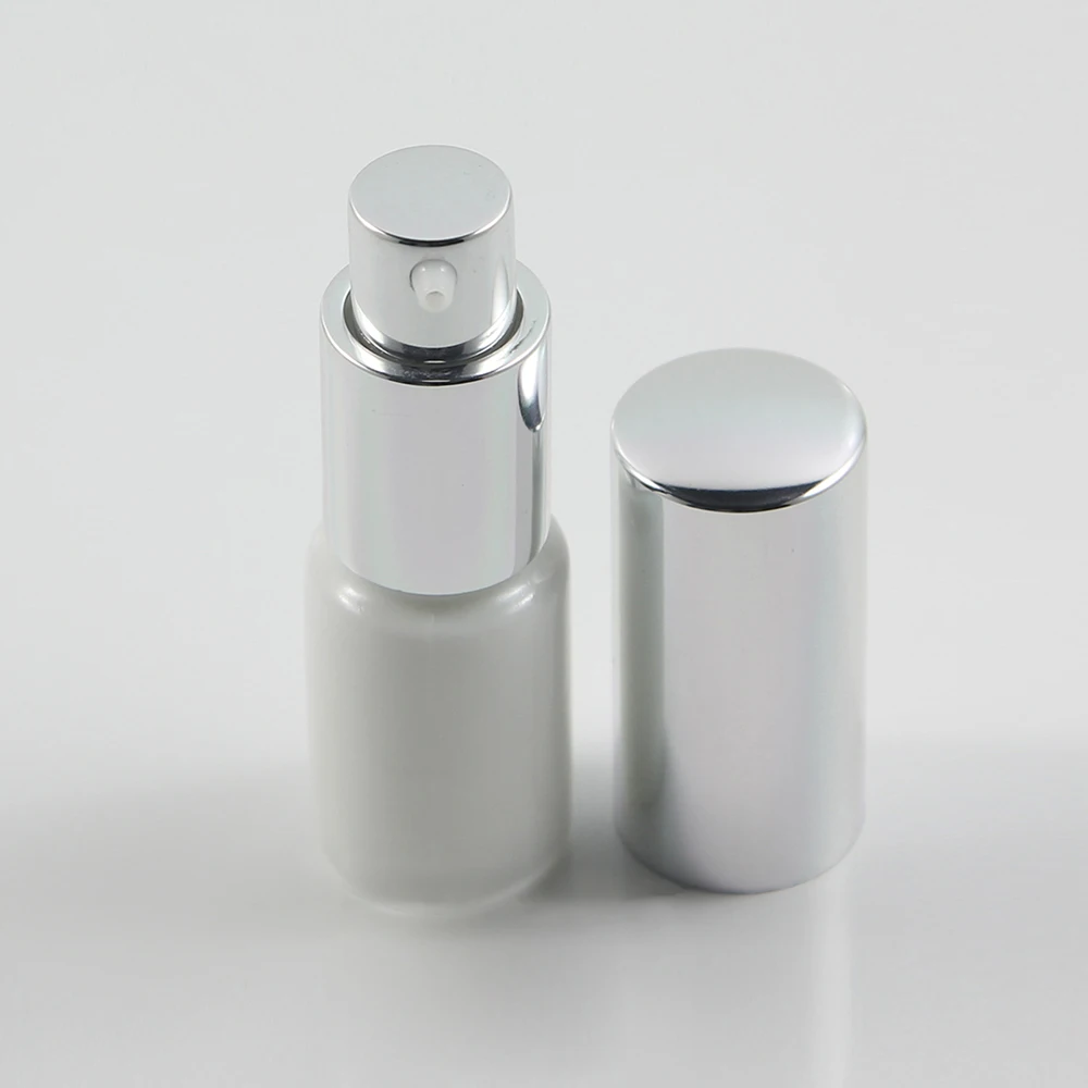 5ml oil bottle glass cosmetic packaging bottle opal white material with silver lids