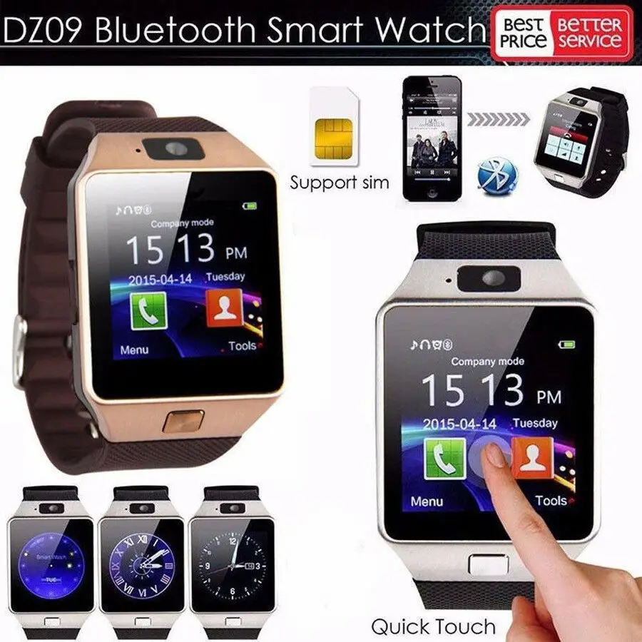 LATEST DZ09 Bluetooth Smart Watch Camera SIM Slot For HTC Samsung Android Phone