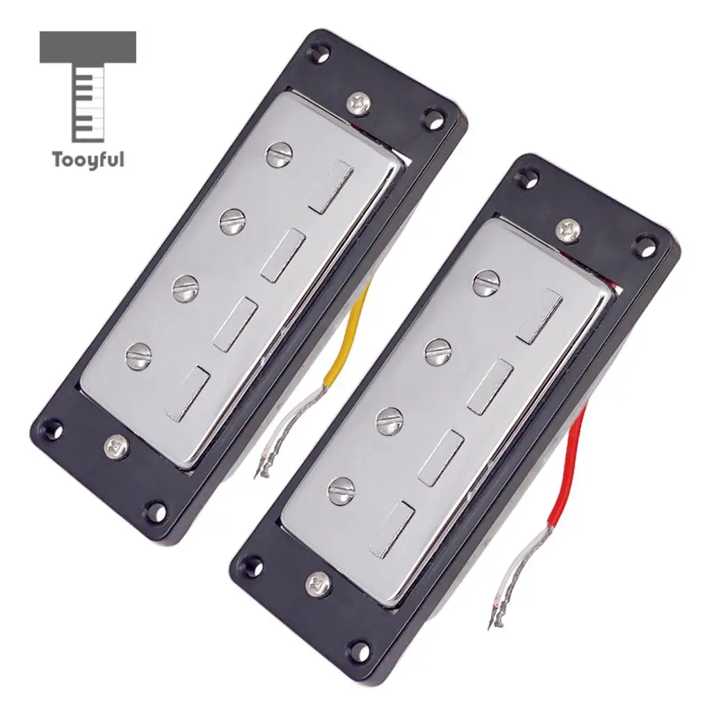 2pcs Plastic Electric Guitar Humbucker Pickups Bridge Neck Set with Black Frame for 4 String Electric Bass Pickups DIY Accessory