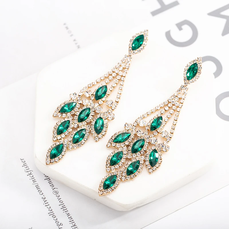 Big Crystal Drop Earrings Elegant Lady 2019 Brand New Fashion Wedding Jewelry Rhinestones Earring For Women Hot Sale E558