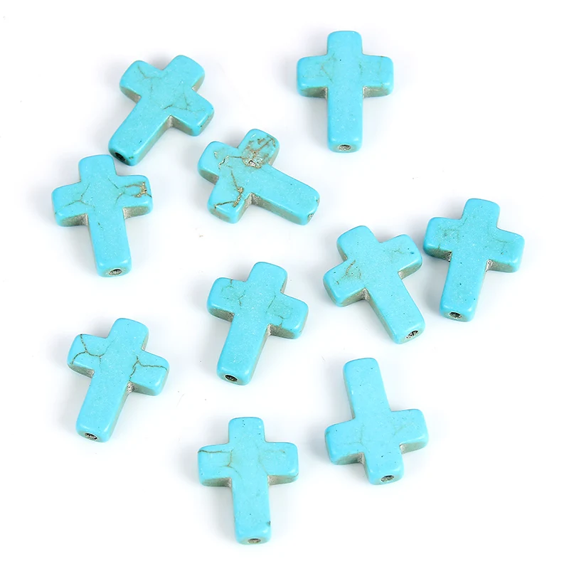 20pcs Natural Stone Cross Bead Charms For Woman Girls Charms Necklace Bracelet DIY Jewelry Making 15*11mm