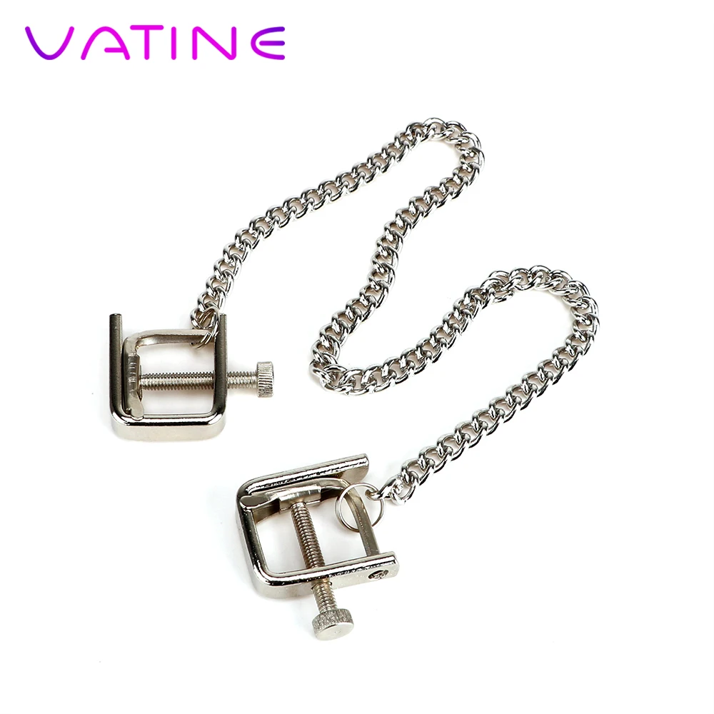 VATINE Stainless Steel Breast Nipple Clamps Clips Nipple Stimulator Metal Chain Erotic Sex Toys for Couple Adult Games