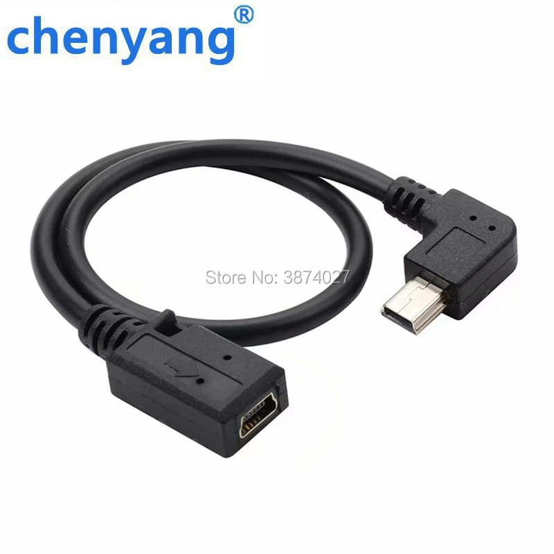 1pcs Mini USB male female data line elbow 90 degree right angle left Mini 5P Usb For MP3 Extendsion Data Charger cable