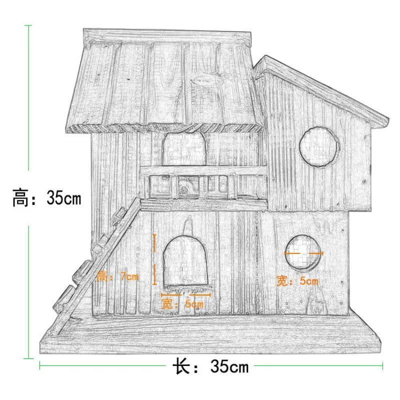 New 35*35*25.5 cm Wood preservative outdoor birds nest wood preservative bird nest decoration bird house wooden bird cage toy