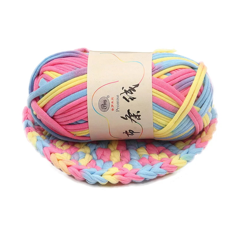 100g/ball Width 2.8cm Thick Colorful Cloth Strip Yarn Hand Knitting Crochet Thread for DIY Handmade Carpet Basket Yarn QW062