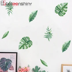 BalleenShiny PVC 6pcs Green Tropical Leaves DIY Wall Sticker Pastoral Style Living Room Decor Wallpaper Kids Nursery Mural Decal