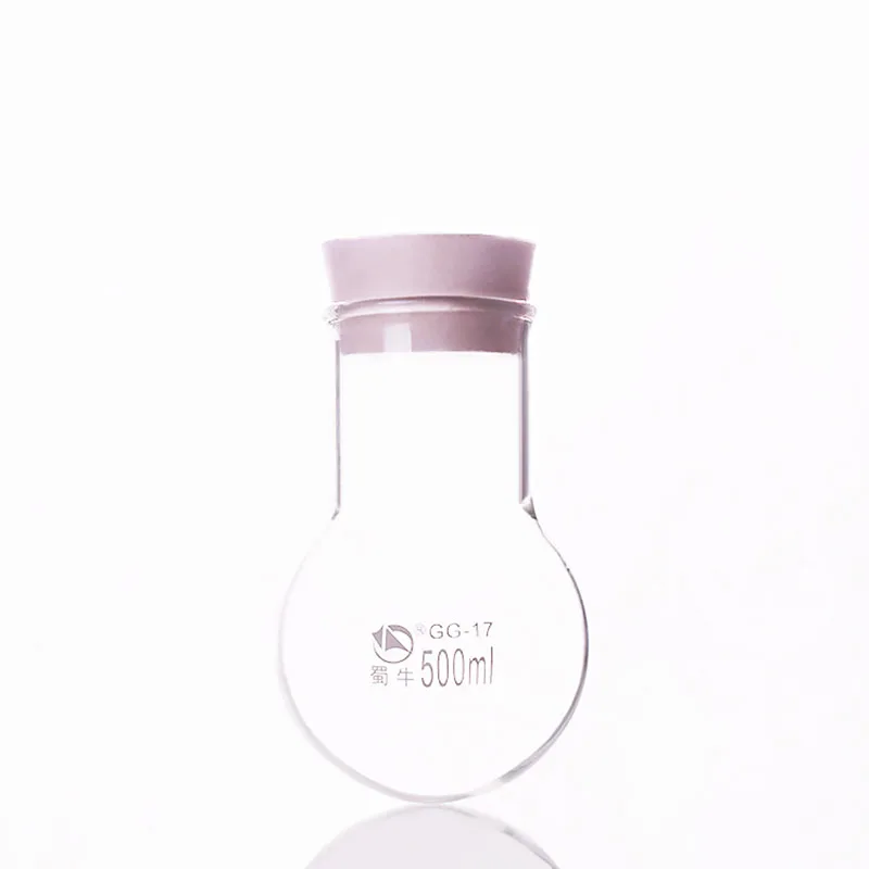

BOILING FLASK round bottom,short neck,Capacity 500ml, O.D. of the neck 70mm,with 14# rubber stopper,Single neck round flask
