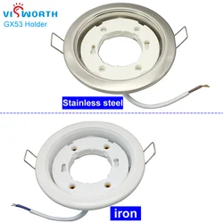 VisWorth GX53 Lamp Holder White and Silvery Stainlness Steel Body GX53 Light Base With 10cm Wire fix for GX53 LED Bulb