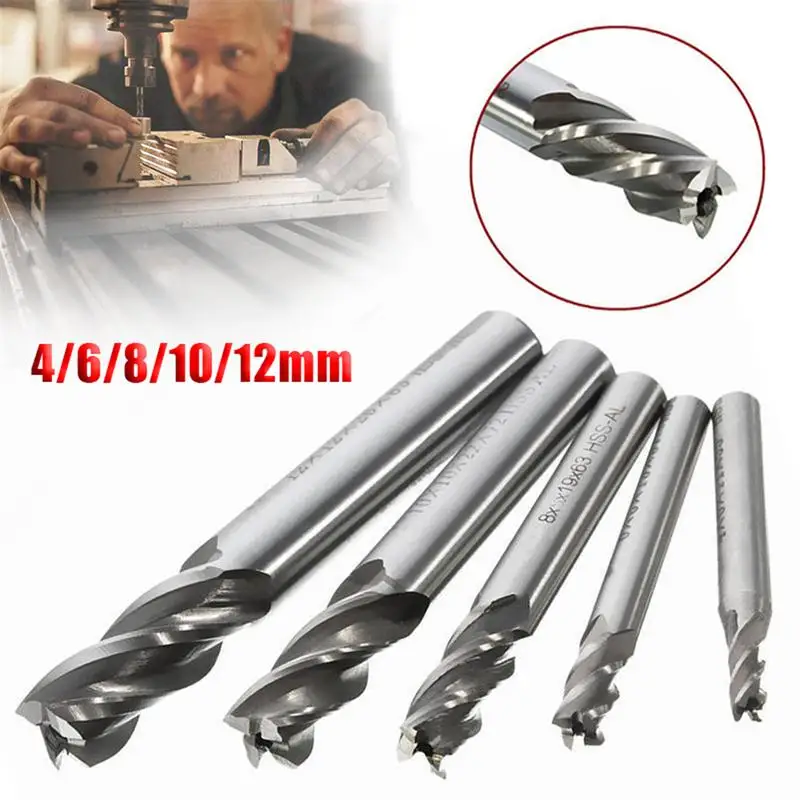 Cối Xay Cắt Bộ Mũi Khoan HSS Thẳng Vít 4 Sáo Cấp Khoan Dụng Cụ 4 6 /8 10 12mm Cho CNC Máy