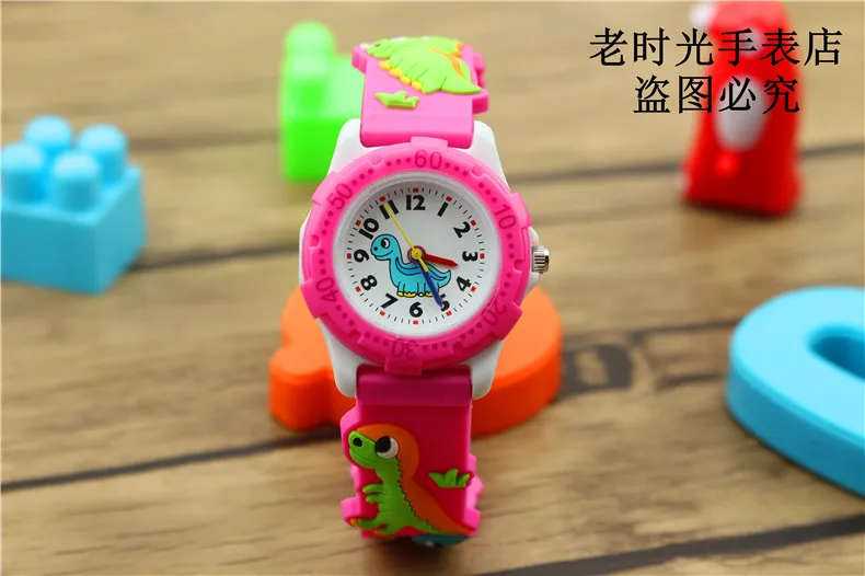 NAZEYT-Reloj de dibujos animados en 3D para niños y niñas, pulsera de cuarzo con correa de silicona y dinosaurio, regalo para estudiantes