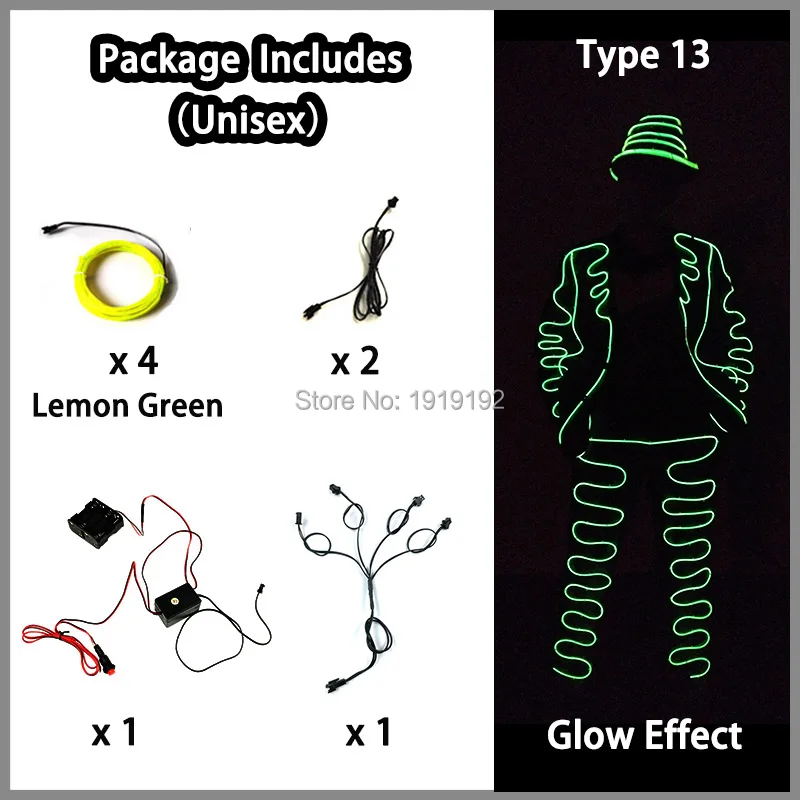 DIY Glowing EL Costume Accessory EL Wire Neon Light DIY Material Self-Make Fluorescent Clothes Luminous Costumes For Dance