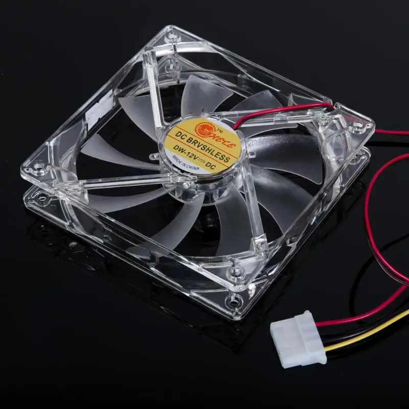 120mm Computer PC 4 LED Light Cooling Fan 12cm 4Pin Transparent Clear Case LED Luminous Chassis CPU Cooler Heatsink