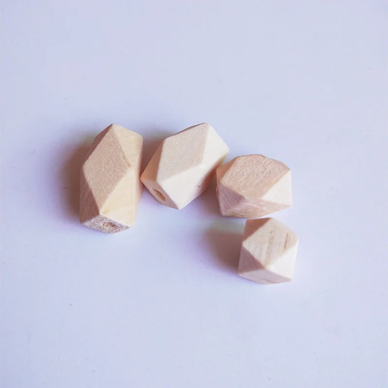 10Pcs Geometric long polygons Wood Spacer Bead Natural Color Eco-Friendly Wooden Beads DIY Making Crafts Jewelry Accessories