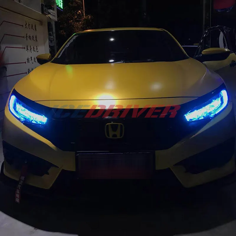 Icedriver for Honda Civic DRL RGB multicolor LED boards Tenth generation daytime running lights Red RGBW Demon Eye lighting bulb