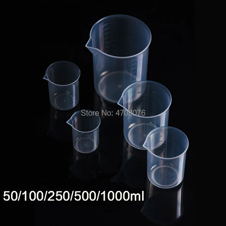 50,100,250,500,1000ml 5pcs/set PP laboratory beaker with scale mark Lab measuring cup clear flat bottom for scientific test