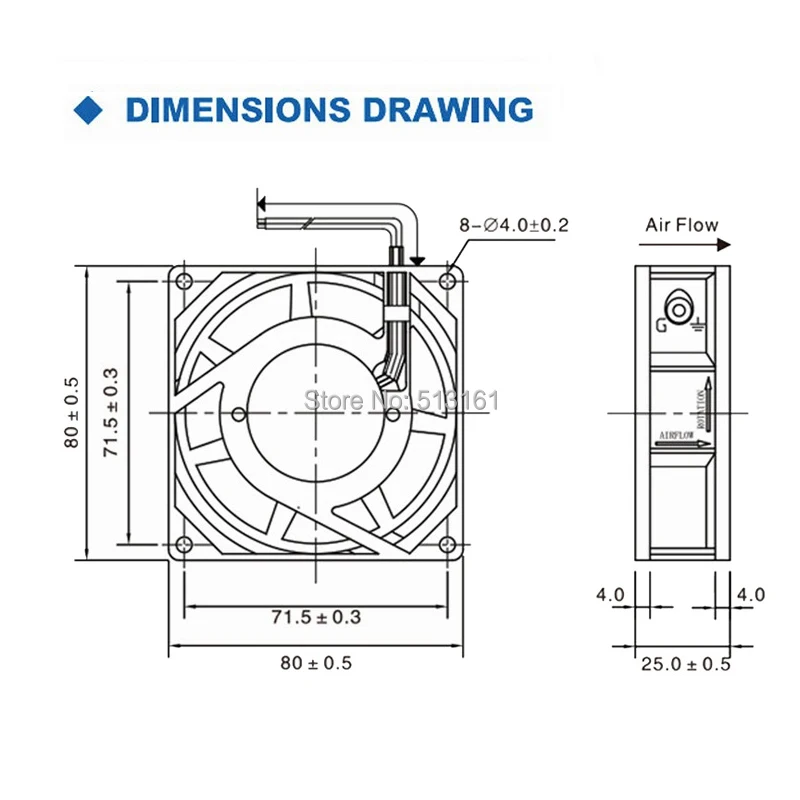 1000 cái/lốc 8025 s 80 mét 80x80x25 mét AC 110 v 120 v Kim Loại Công Nghiệp Mát xả Quạt Làm Mát