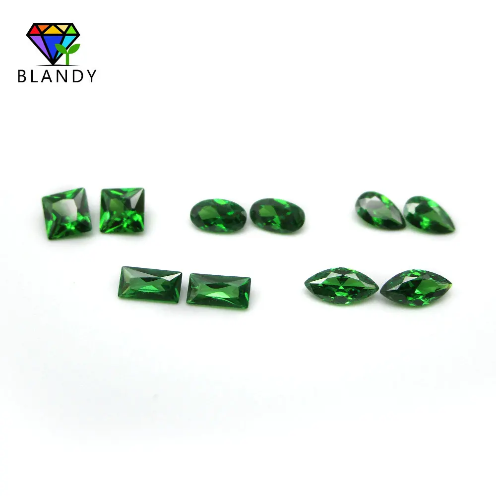 Free Shipping 2*4~9*11mm Rectangle Shape Green Cubic Zirconia Stone 5A Synthetic Gems CZ Stone For Jewelry