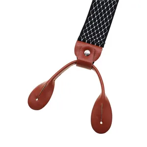 Suspensórios de couro marrom elástico masculino, botão aparado, smoking, costas em y, suspensórios, moda, presente do pai, largura 35mm 10 principais vendas suspensorio botão - №6