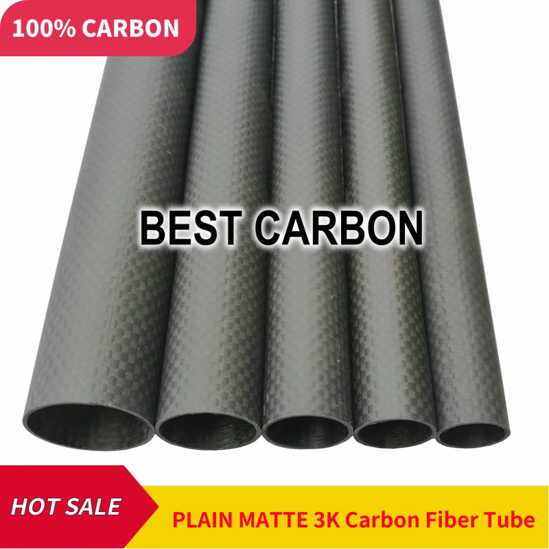 Free shiping OD22mm to OD 40mm with 500mm length High Quality Plain Matte suraface 3K Carbon Fiber Fabric Wound Tube