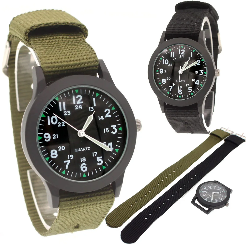 Chaoyada-Montre-bracelet électronique à quartz pour hommes et enfants, montres noires pour étudiants, montre-bracelet en toile, marque célèbre, mode