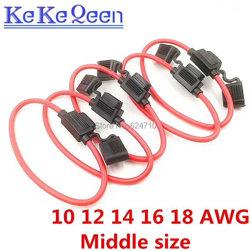 5Pcs/Lot  10 12 14 16 18 AWG Medium Car Fuse Holder Water-resistant Waterproof Automotive With Cover Inline Auto