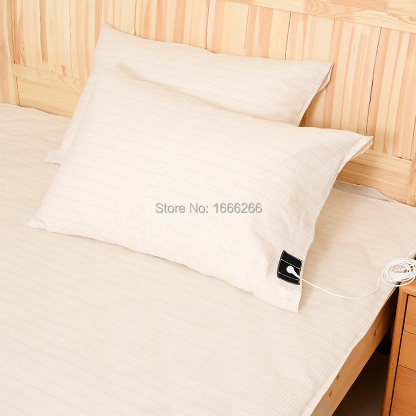 BLOCK EMF Hot Sell Silver Fiber Cotton Conductive Earth Pillowcase with 4.6 Meters Cable