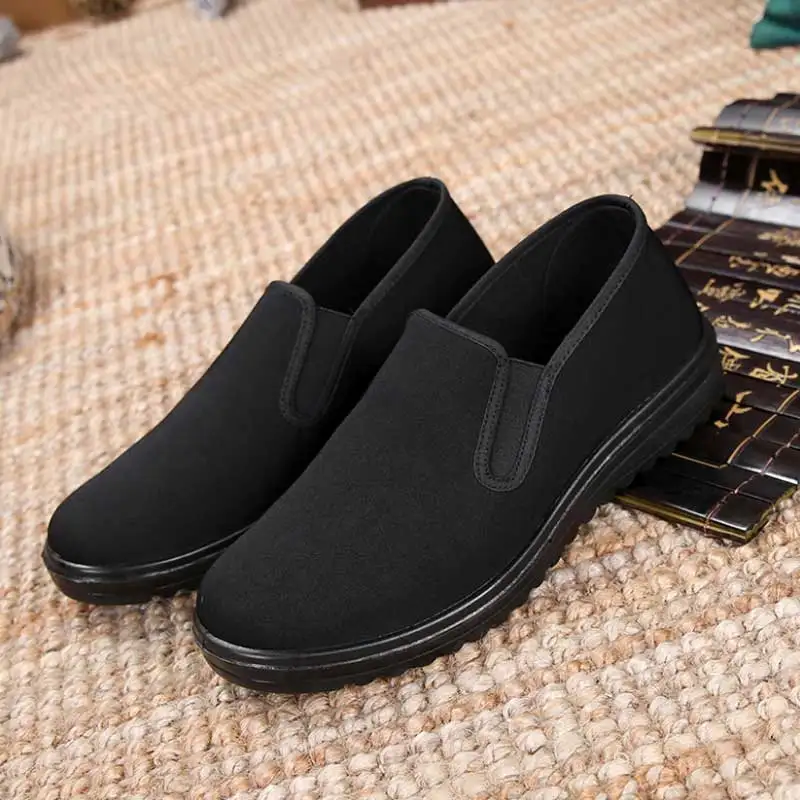 

Spring Black Cotton Cloth Shoes Loafers Mens Footwear Casual Sneaker Dad Shoes Mens Slip On Shoes Work Light Male Kung Fu Shoes