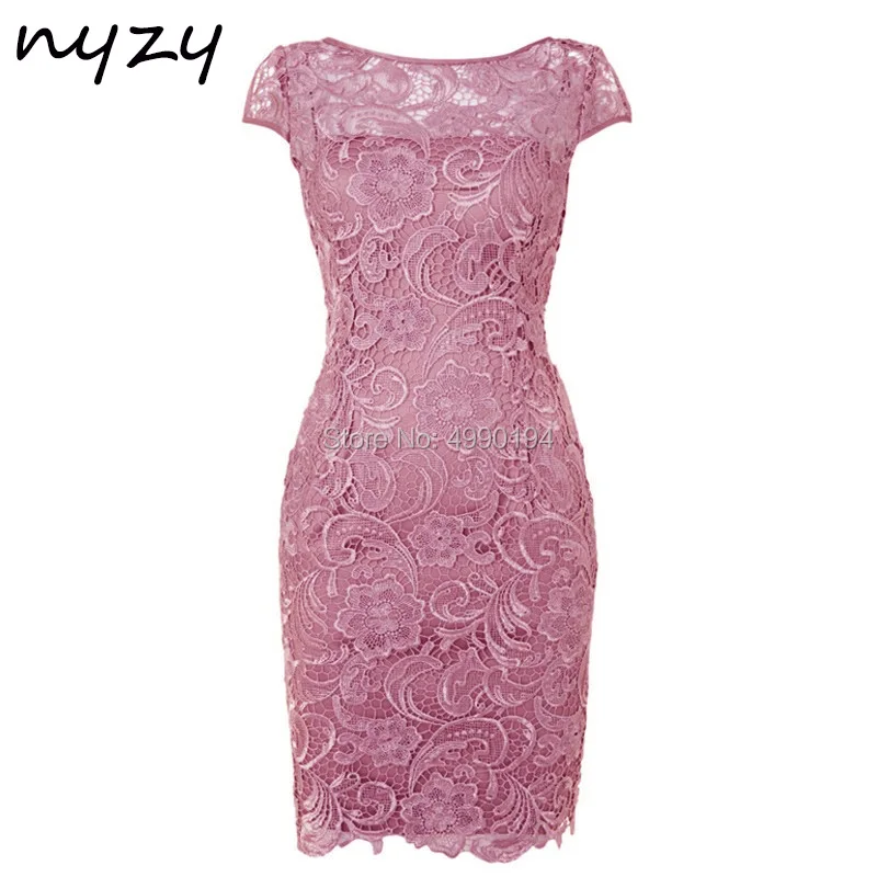 NYZY-Robe fourreau en dentelle à manches courtes pour mère de la mariée, robe de soirée de mariage champagne, tenues de marié, M45, 2024