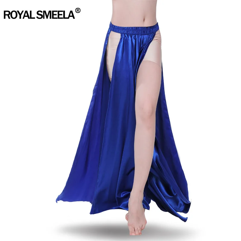 Double slit belly dance skirt sexy belly dancing costume for women belllydance clothe performance wear satin belly dancing skirt