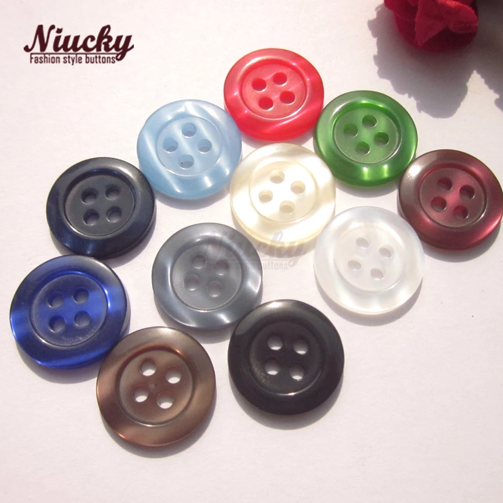 Niucky tasten 15mm/20mm Klassische foundation 4 löcher breiten rand harz perlglanz pullover anzug tasten für uniformen r0201-061