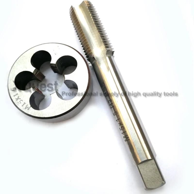 1set HSS Metric Fine thread Hand tap M15 Round die M15X1.5 M15X1.25 M15X0.75 M15X1 M15X0.5 Manual dies Plug taps suit  M15X2