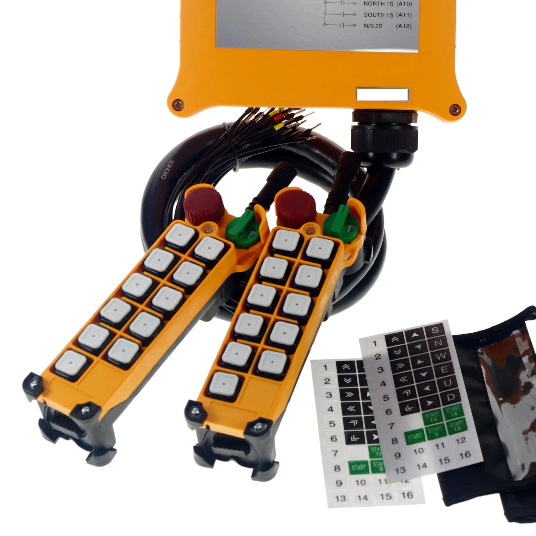 12V-415V 10 Channels 2 Speed 2 Transmitters Control Hoist Crane Remote Control System E-Stop Fuse 5A