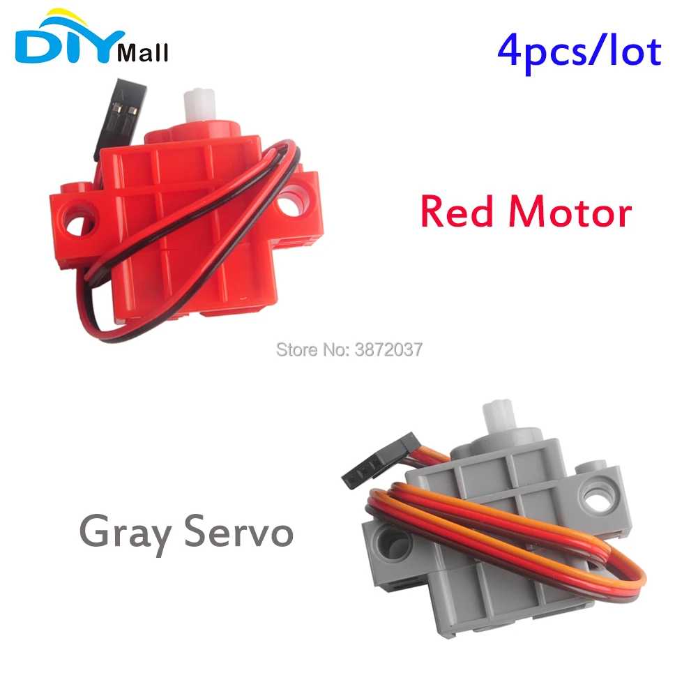 4pcs/lot DIYmall Gray Servo Red Motor for Geekservo Geek Servo with Wire compatible with legoeds Micro:bit Smart Car 3-5V