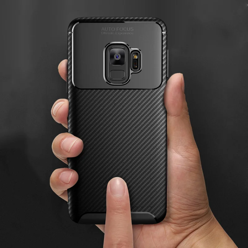 For Samsung Galaxy S10 Plus G975F Case Carbon Fiber Grain Shockproof Silicon TPU Back Cover Matte Phone Case for Samsung S10Plus