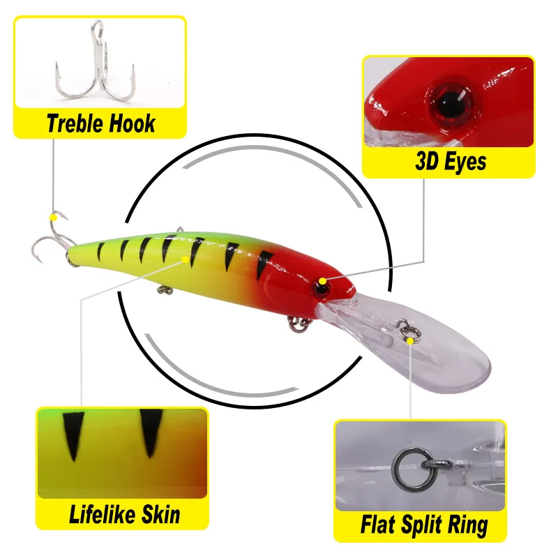 TacklePRO M65 Vobler Fishing Lure Minnow 12CM Fish Artificial Baits 20.1G Deep diving 8m crankbaits Fishing Wobbler Lures