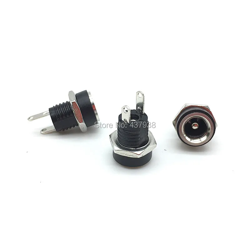 

100pcs DC-022B 5.5x2.5mm All-Copper Material DC Power Supply Jack Socket Female Panel Mount Connector With a Nut DC022