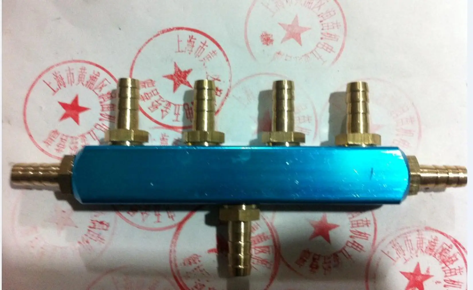 7 Way OD 8mm Barbed HosePneumatic Quick Coupler Socket Manifold Block Splitter