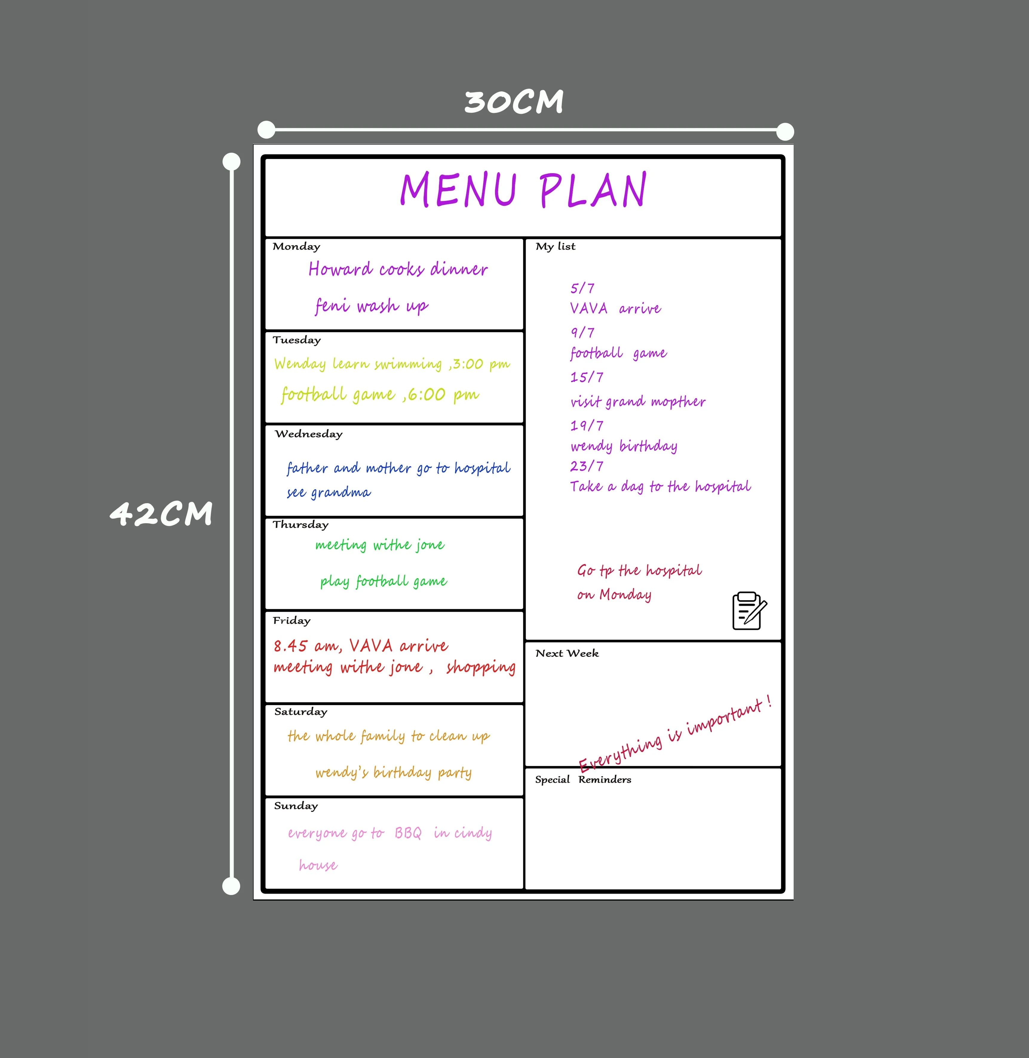 Magnetic Dry Erase Weekly Planner Board Refrigerator Weekly Whiteboard Calendar Resistant Technology Family, Home, Office Fridge