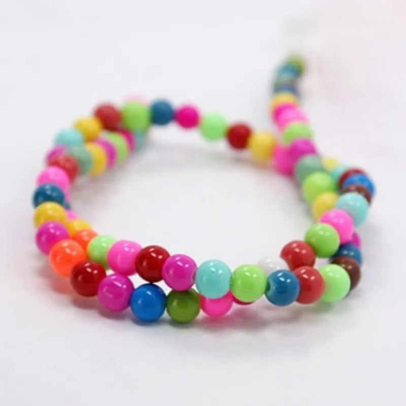 55pcs 8mm Paint Glass Beads Strands  Round Mixed Color Bracelet Beads for Jewelry Making