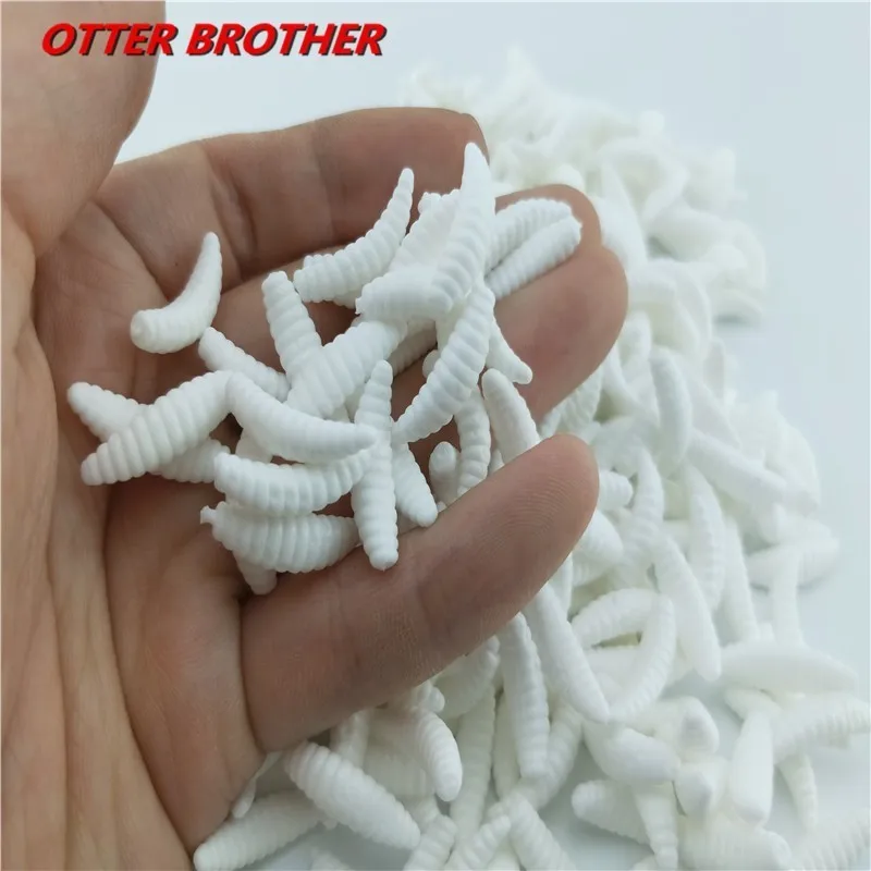 Hot Silicone Bait Maggot Grub Soft Fishing Lure Artificial Bread Smell Worms 2cm 0.3g 20pcs/lot Gear For Winter Glow Accessories